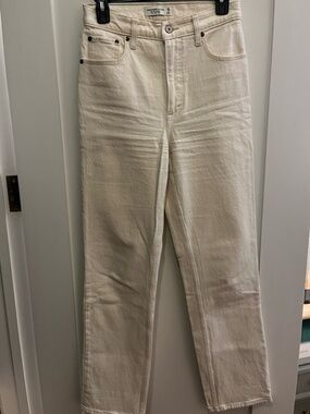 Abercrombie & Fitch Ultra High Rise 90s Straight Jean Off White 26 Regular